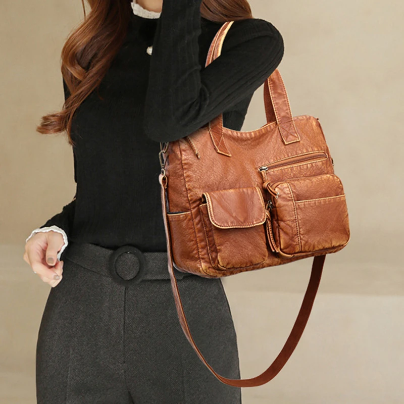 

New Fashion Messenger Bag Women 2023 Simple Bags Soft PU Leather Handbags And Purses Ladies High-capacity Shoulder Bag