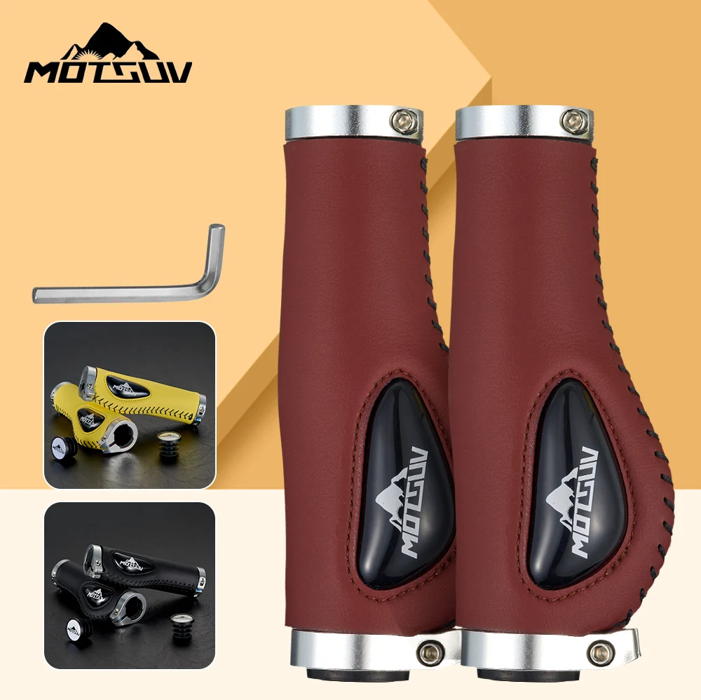 

1Piar Bike Handlebar Grip Scooter Ergonomic Leather Cover Cycling Mountain Bicycle Anti-skid