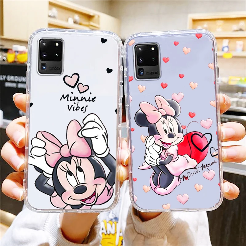 

Pink Minnie Mickey Disney Phone Case For Samsung A73 A70 A20 A10 A8 Note 20 10 9 Ultra Lite F23 M52 M21 j8 j7 j6 Transparent