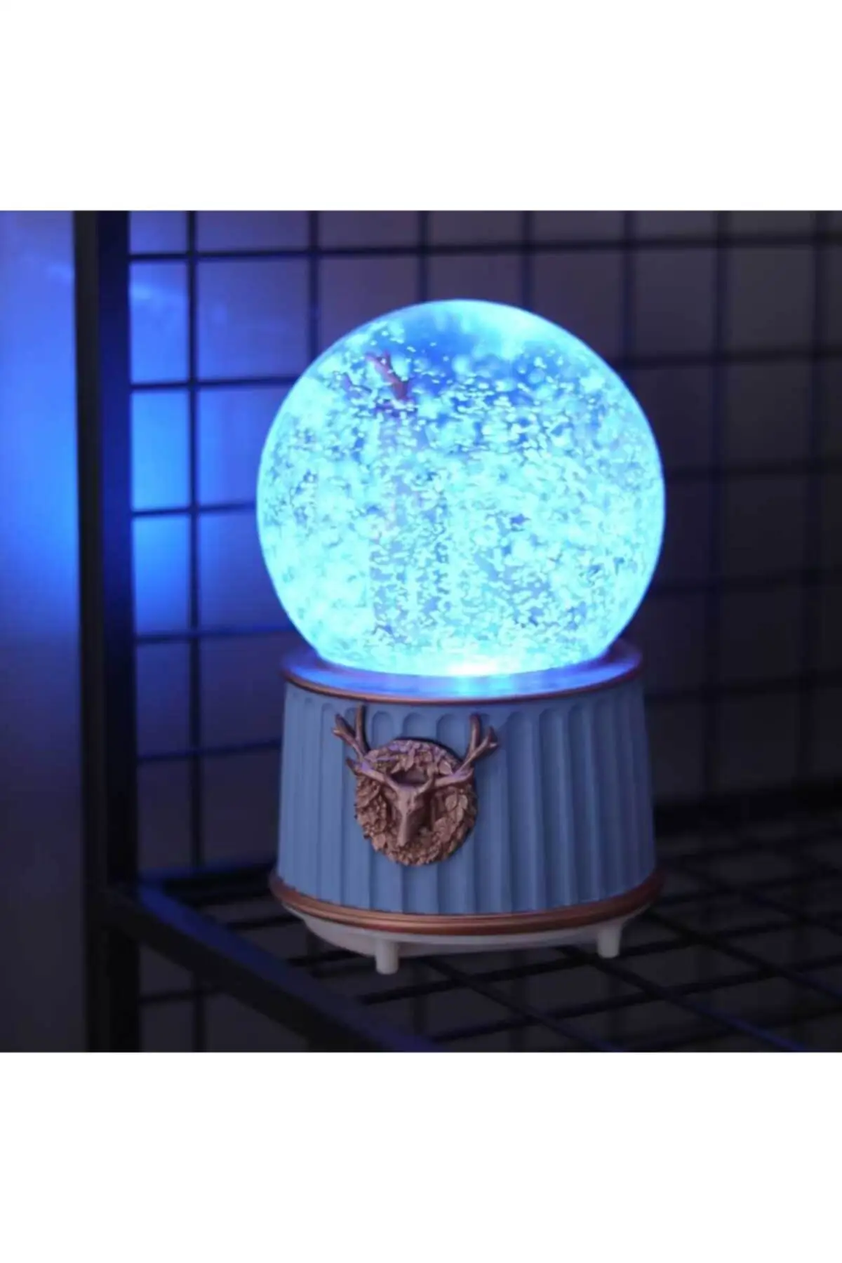 

Colorful Christmas Deer Snow Globe Blue Color With Light And Music Portable LED Desk Lamp Night Light Decoration Table Lamp