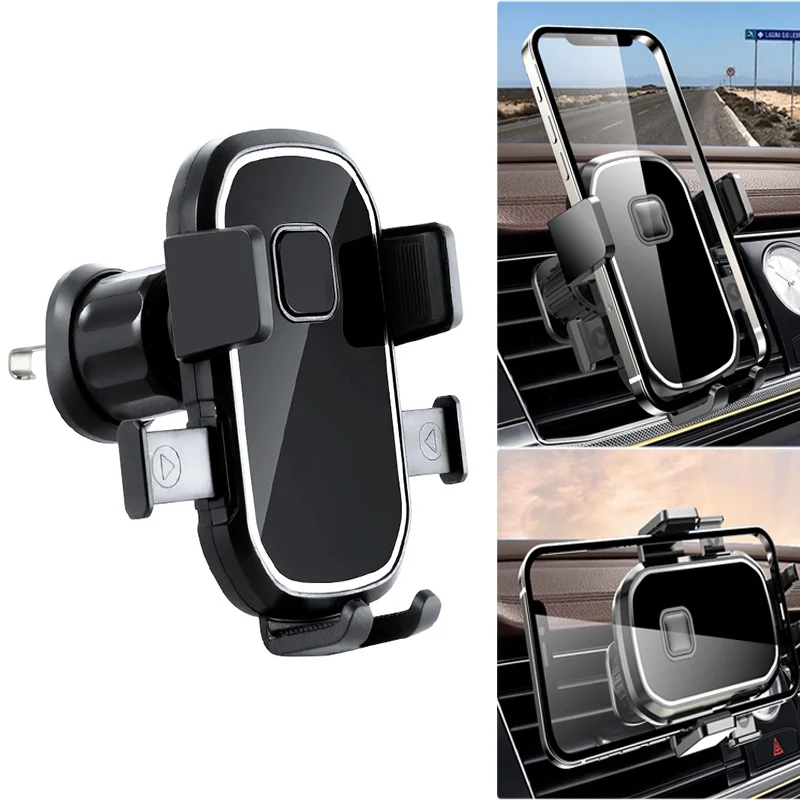 

Air Outlet Car Phone Holder Push-type Telescopic Clip Arm Snap-on Rotable Mobile Phone Bracket Car Navigation Holder