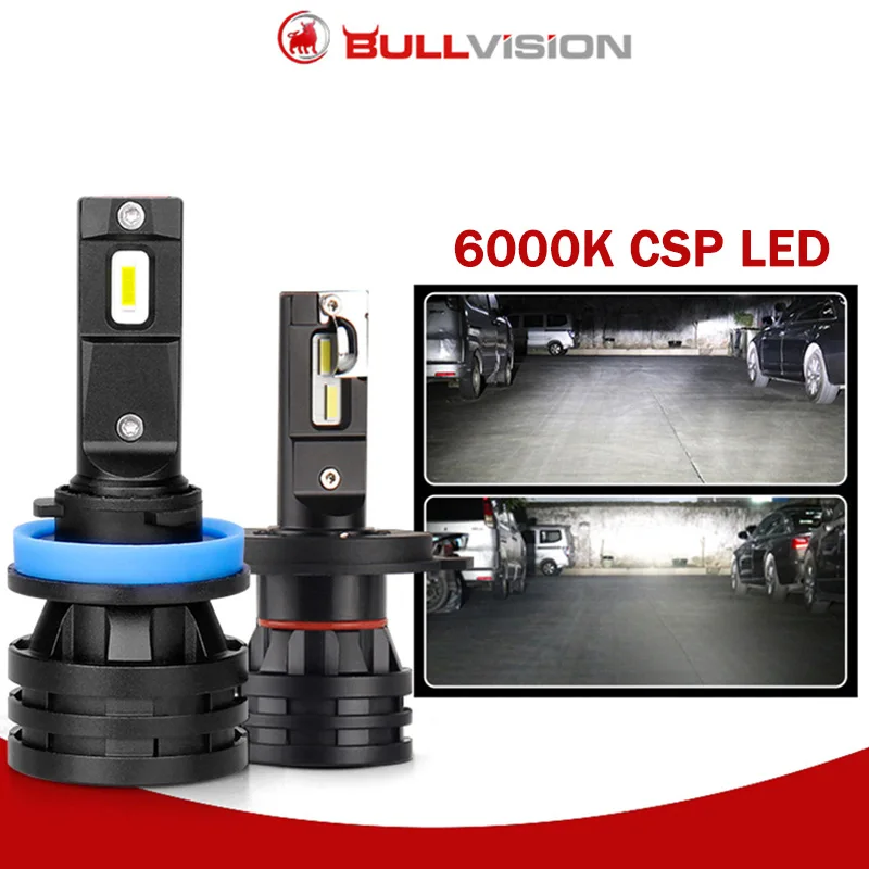 

Bullvision Автомобильные фары H7 H11 Светодиодный ная лампа Автомобильные фары лампы H4 H8 H9 9005 9006 HB3 HB4 турбо светодиодный ная лампа для 12В-24В