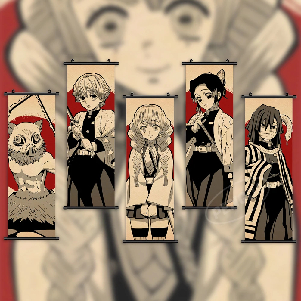 

Картина на холсте с изображением рассекающего демонов, аниме домашний декор, Постер цуюри канало, Свиток, иносукэ, висячая живопись, настенн...