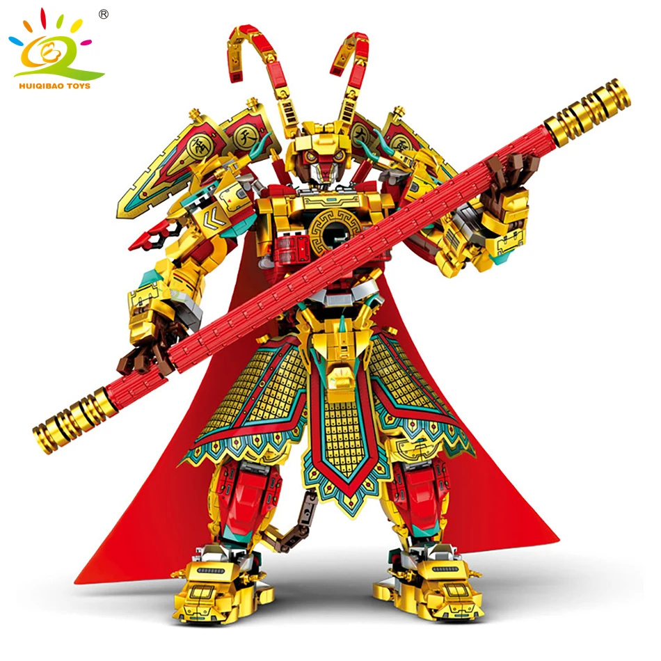 HUIQIBAO Monkey King Monk строительные блоки Sun Wukong Monkie Mecha фигурки город кирпичи набор