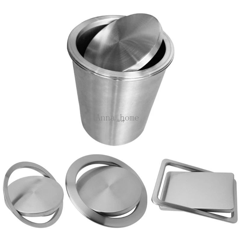 stainless steel flush recessed built in balance swing flap lid cover trash bin garbage can kitchen counter top free global shipping
