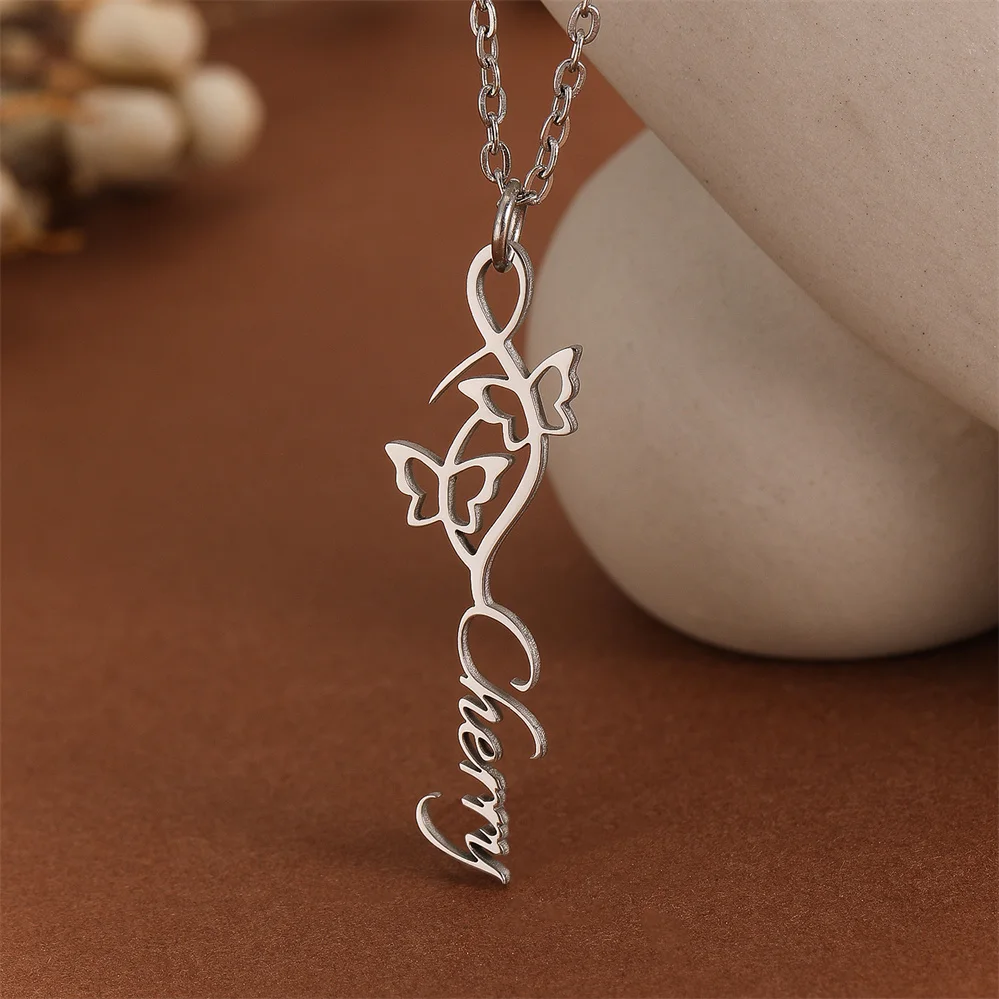 Нержавеющая сталь персонализированное ожерелье с бабочкой на заказ для женщин