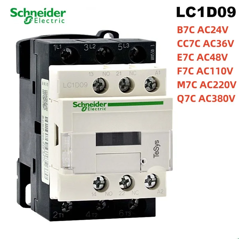 

Schneider Electric LC1D09 m7c Q7C F7C B7C Coil 220V 380 110AC 50/60Hz Relay Kontaktor Rtesys 3P 9A 1NO + 1NC Beban Standar LC1D