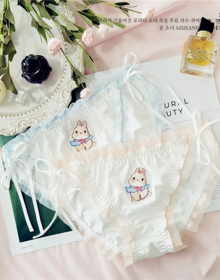Японское модное нижнее белье в стиле Лолиты для девочек хлопковое на шнуровке с