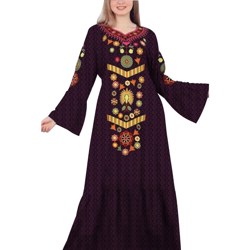 

African Dresses For Women Traditional Dashiki Floral Embroidered Lace Maxi Dress Boubou Party Hippie Clothing Long Robe Abaya
