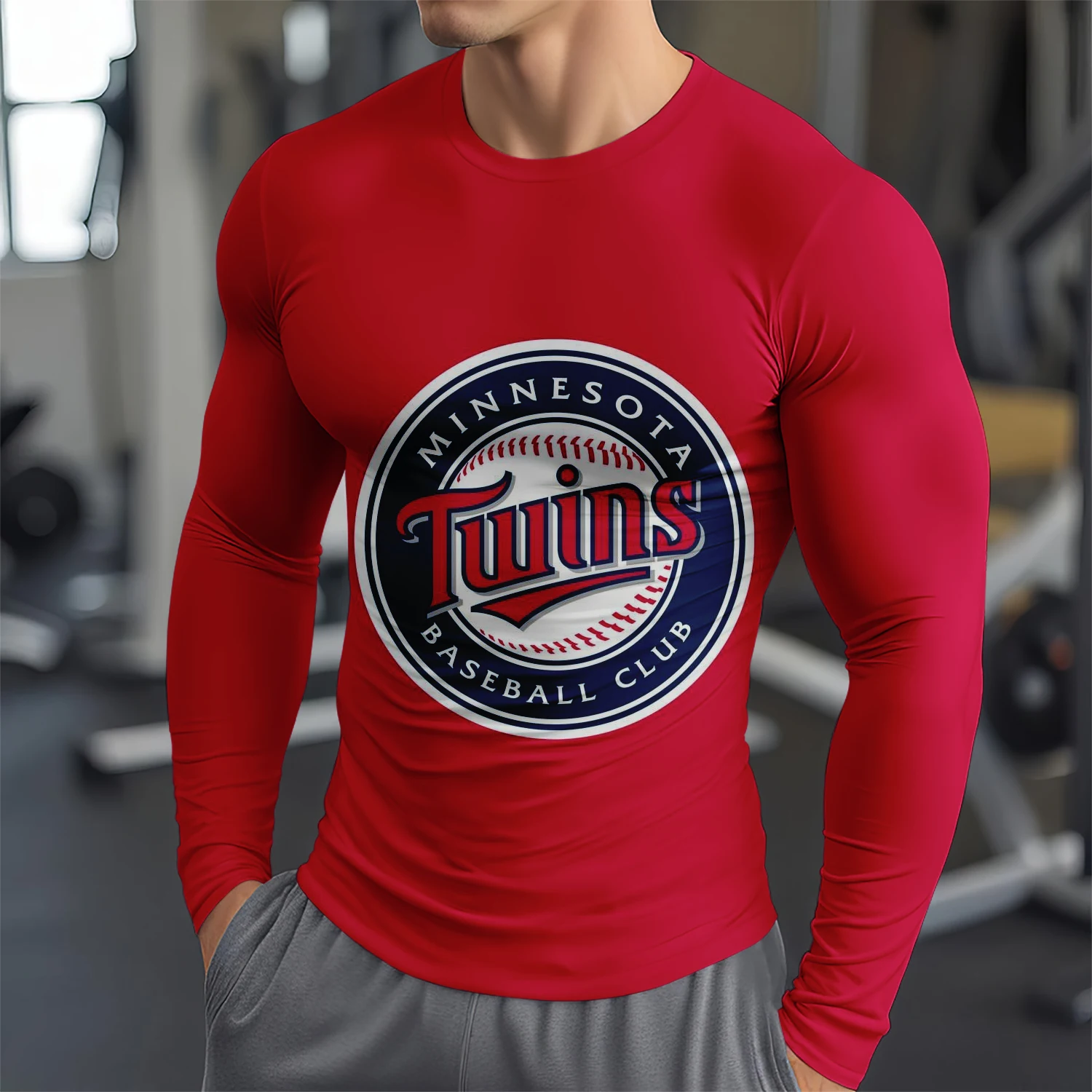Мужская Футболка С Длинным Рукавом Бейсбольная Команда Пуловер 3D Принтом