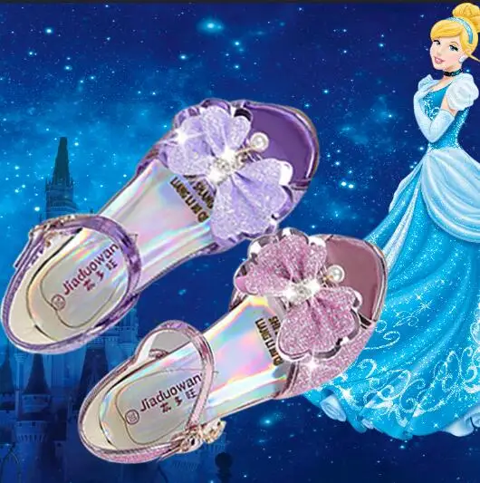 

Children's Shoes New Summer Casual Glitter Bowknot Spring High Heel Girls Shoes Fashion Princess Dance Party Sandals3-12year
