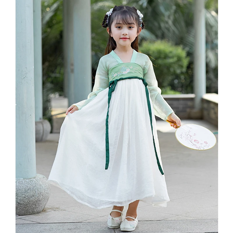 

Chinese Hanfu Kids Dress Belt Cosplay Party Ethnic Clothing Ancient Court Princess Costume Cute Girl Dress 2022 Summer New