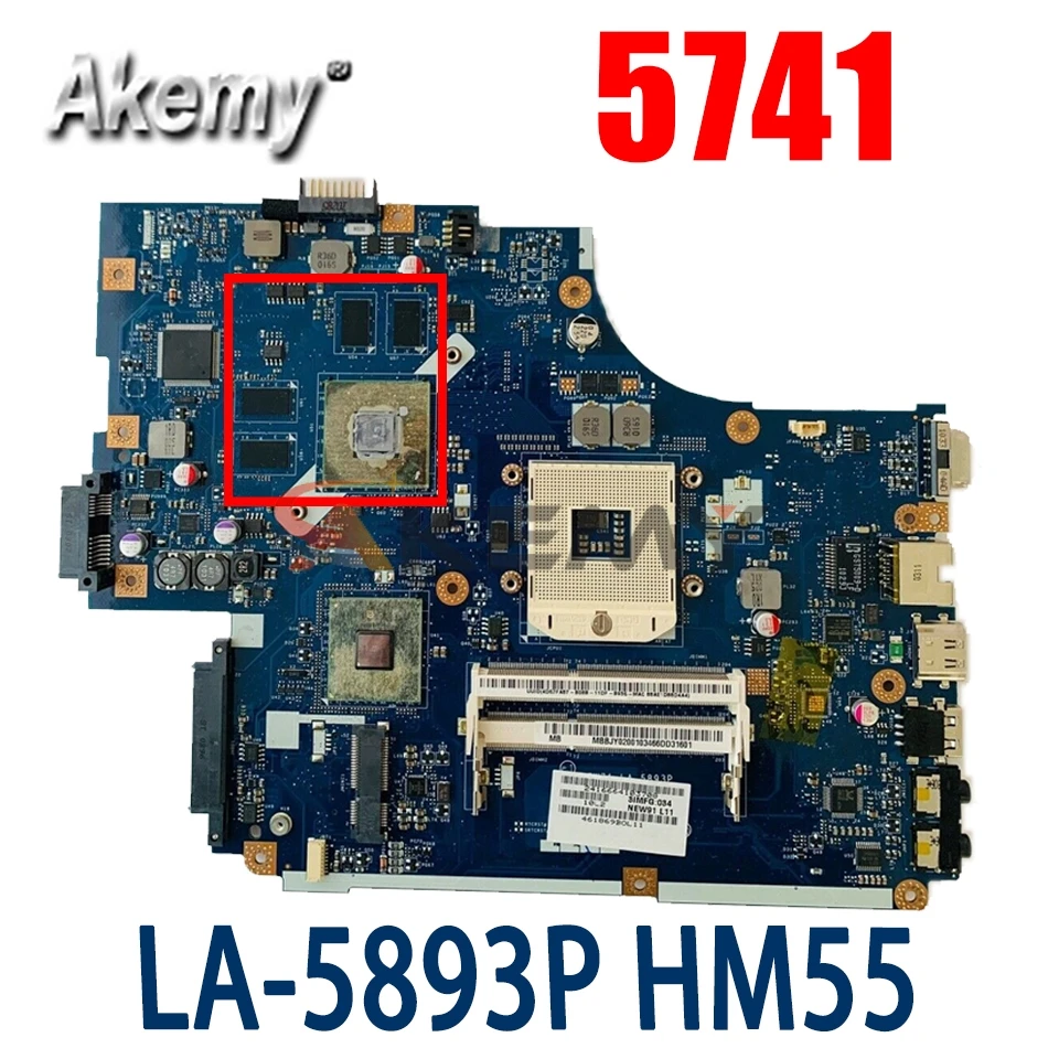 

Akemy Laptop motherboard For ACER Aspire 5742 5741 Mainboard N11P-GV2-A2 HM55 NEW71 LA-5893P MBBJY0200