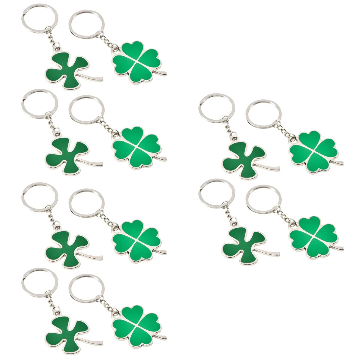 

12 Metal Key Holders Four-Leaf Luck Keychains Backpack Hanging Decors