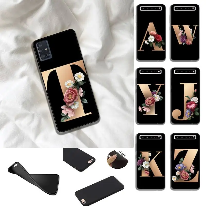 

Flower Letter Phone Case For Samsung Note 8 10 20 S10 S20 Fe Lite S21 S30 Ultra Plus 5G Fundas Shell Cover