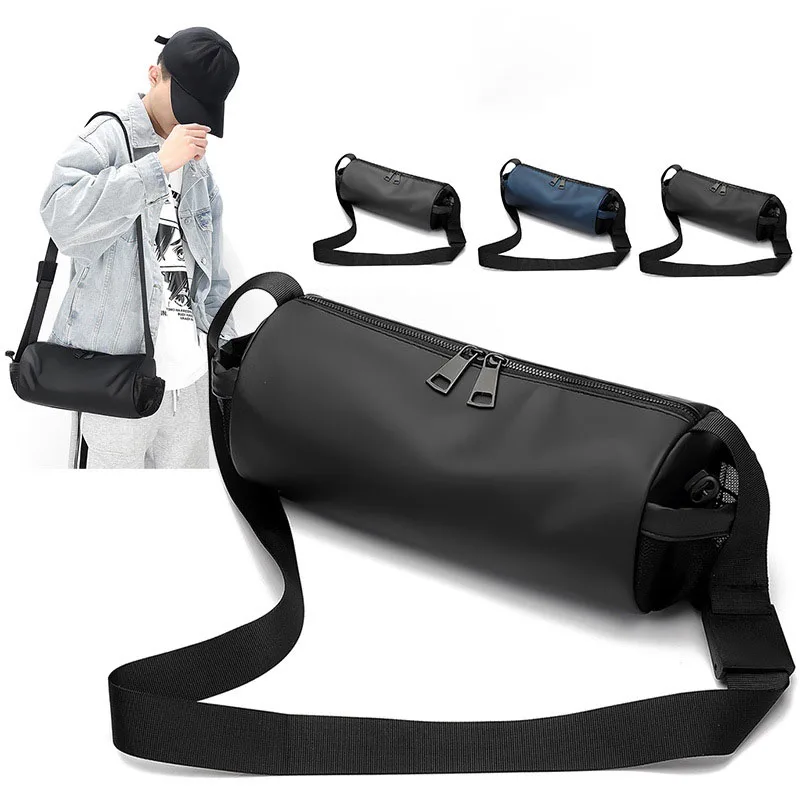 

JCHENSJ Men's Sports And Fitness Crossbody Bag Large Capacity Small Cylinder Back Bag Simple Solid Color One Shoulder Bags