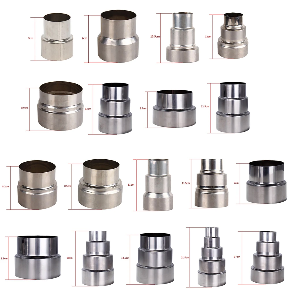 

Stainless Steel Flue Exhaust Pipe Reducing Joint Chimney Adaptor Stove Pipe Household Ventilation Accessories