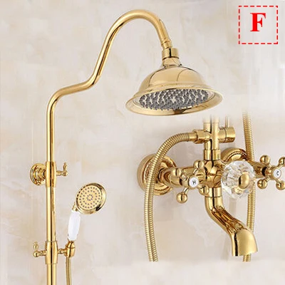 

Vidric Набор для тропического душа в ванной комнате золотые латунные настенные смесители для душа с дождевой водой и набором ручного душа ELS2008