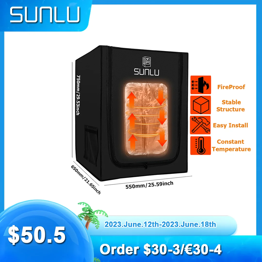 SUNLU 3D Printer Enclosure 65*55*75cm Good Insulation Effect for Ender-3/3 Pro/V2 Other 235*235mm Hot Bed Printer Easy Install