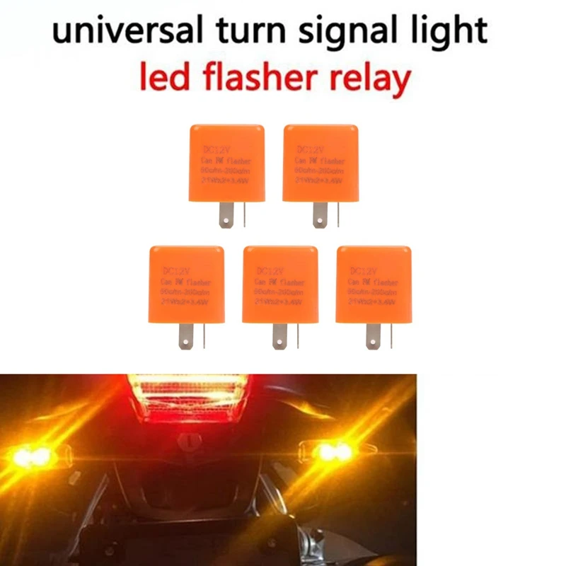 

5Pcs Universal Adjustable Square LED Motorcycle Flash Relay LED Lights Turn Signal Indicator Flash Relay