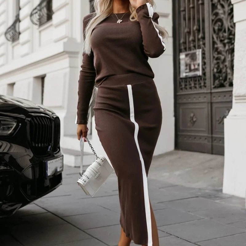 Элегантный лоскутный тонкий костюм на осень-зиму High Street с длинными рукавами