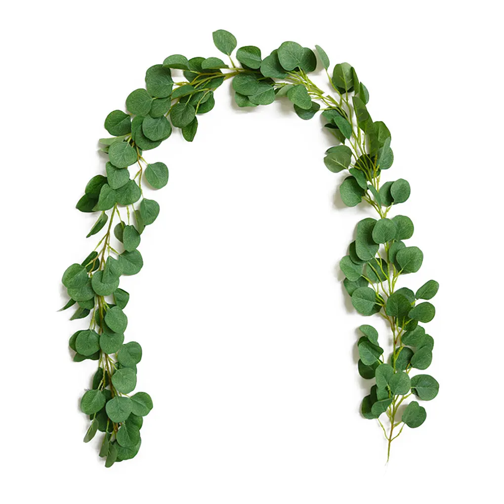 

Artificial Eucalyptus Vane Plastic Garland Leaves Wreath 2m Fake Plant Decoration, Type 1