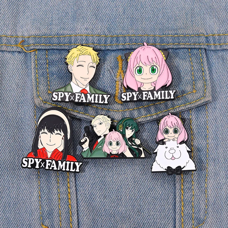 SPY Family Chibi Enamel Pins Anya Yor Twilight Loid Puppy Custom Brooches Lapel Badge Anime Jewelry Gift for Friend Dropshipping