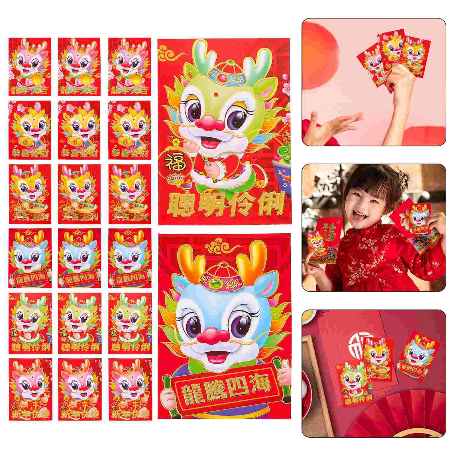 

Chinese Red Envelopes 2024 Year The Dragon Hongbao Cartoon Lucky Money Envelopes Red Packets Spring Festival Wedding Birthday