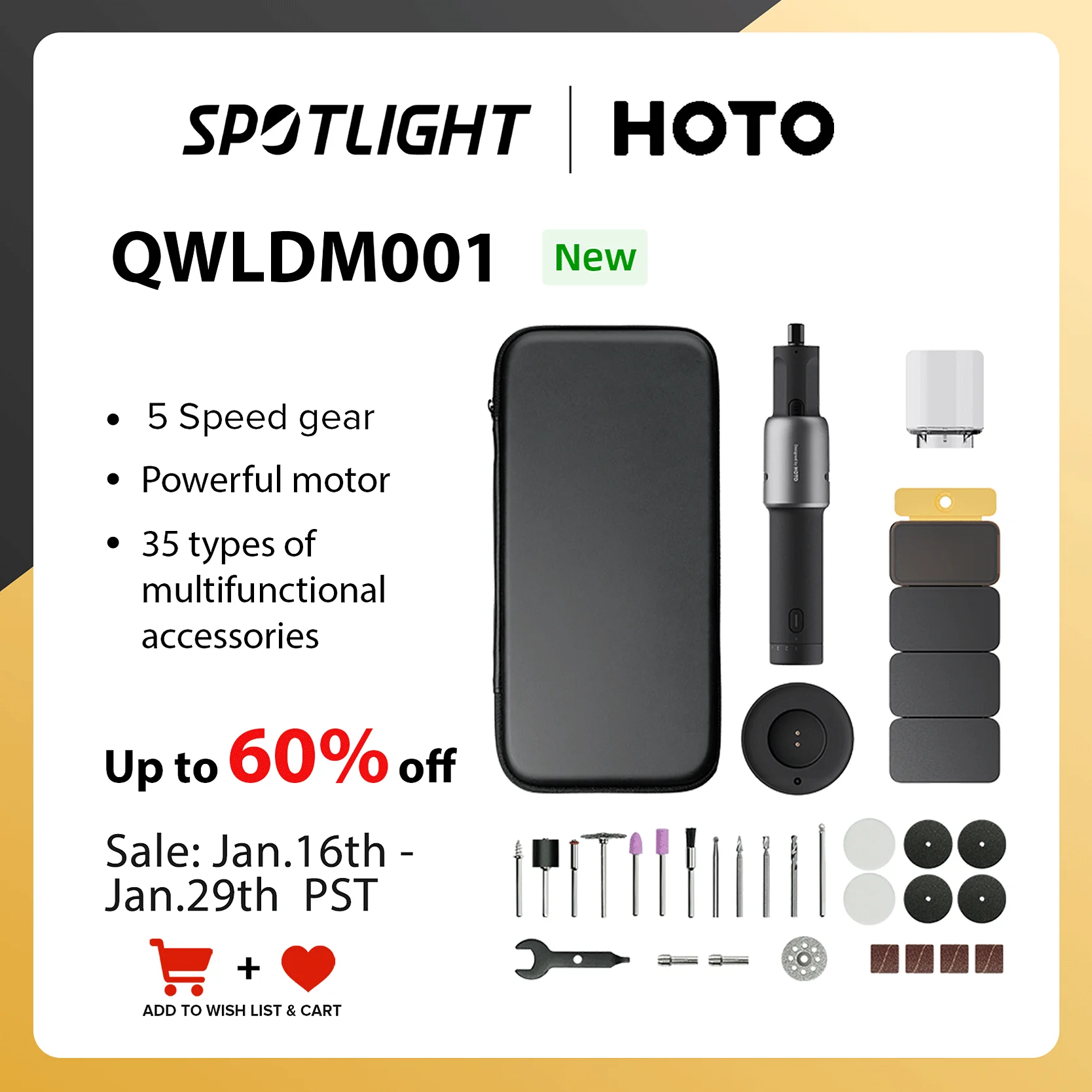  HOTO 35in1 Rotary Tool Kit Cordless Grinding Polishing Portable Mini Drill Electric Carving Pen Grinder 5-Speed DIY Woodworking 