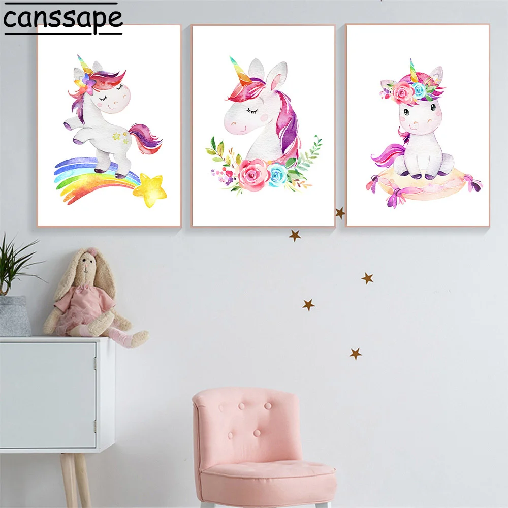 Детская настенная Картина на холсте рандомный Радужный принт звезда плакаты