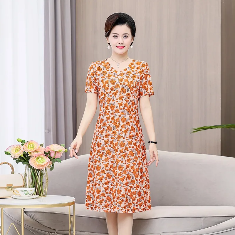 

Летние платья для женщин с V-образным вырезом, женское свободное платье с коротким рукавом, женские платья с принтом, новая мода 2023