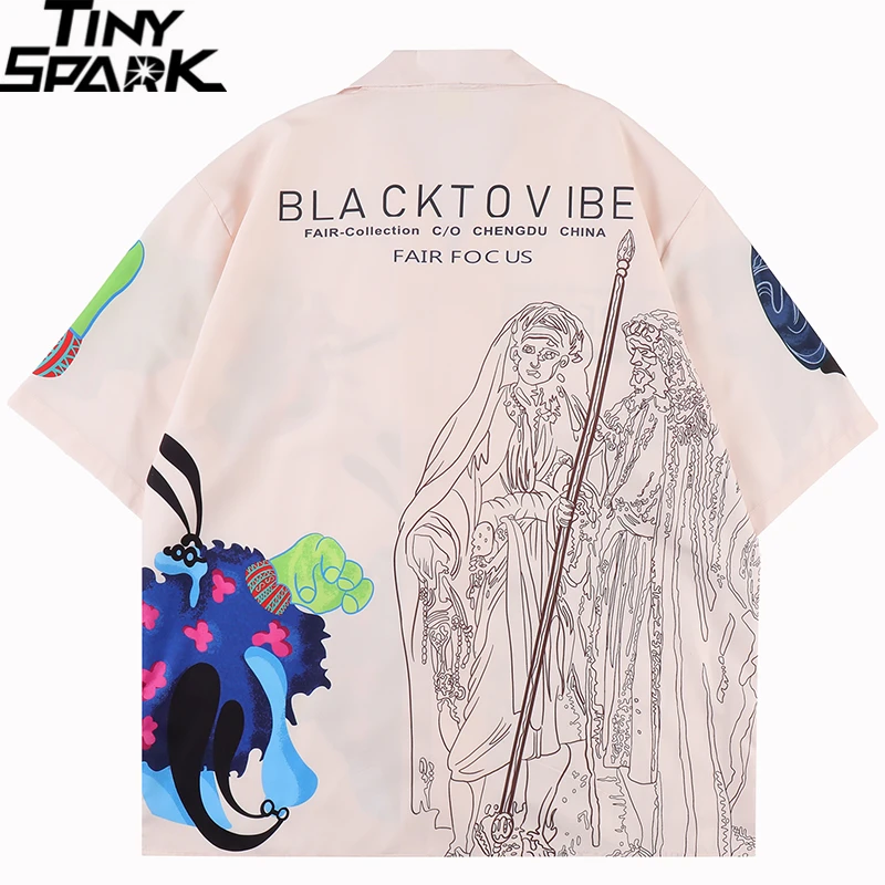2022 Мужская Уличная рубашка в стиле хип-хоп Aloha забавная графическая пляжная Harajuku