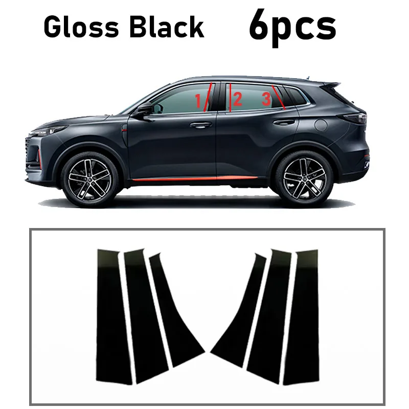 

Накладка на окно автомобиля для Changan CS55 Plus II 2022 2023 2024 Nevo Q05, глянцевая черная наклейка на дверную колонку, инструменты, аксессуары