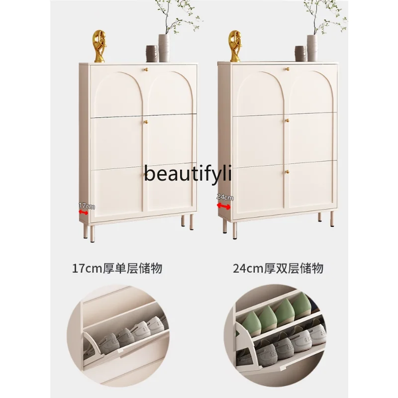 

Ultra-Thin Tilting Shoe Cabinet Home Doorway Simple Modern Home Entrance Cabinet Small Apartment Shoe Rack behind the Door