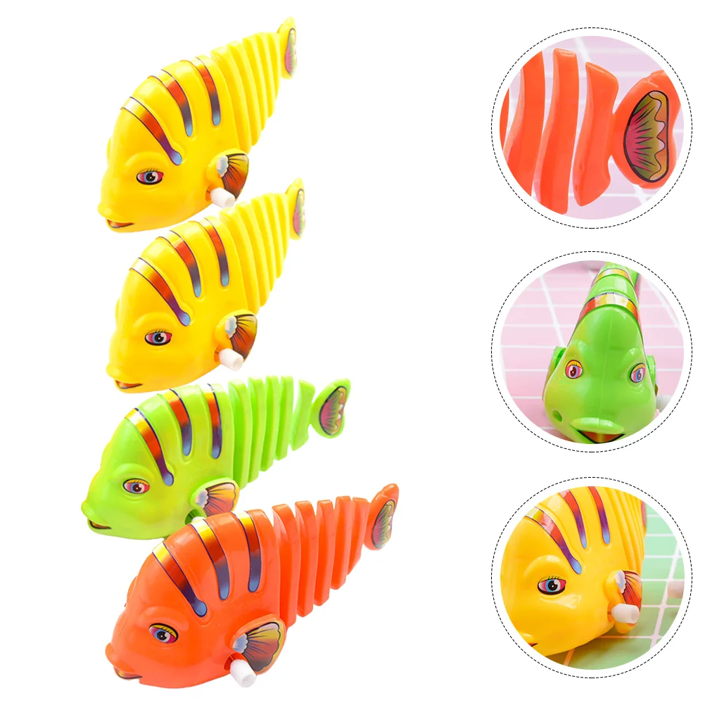 

4 Pcs Swing Fish Kids Bath Toys Traditional Wind Spray Water Funny Plastic Plaything Children's Clockwork Infant Shower Baby