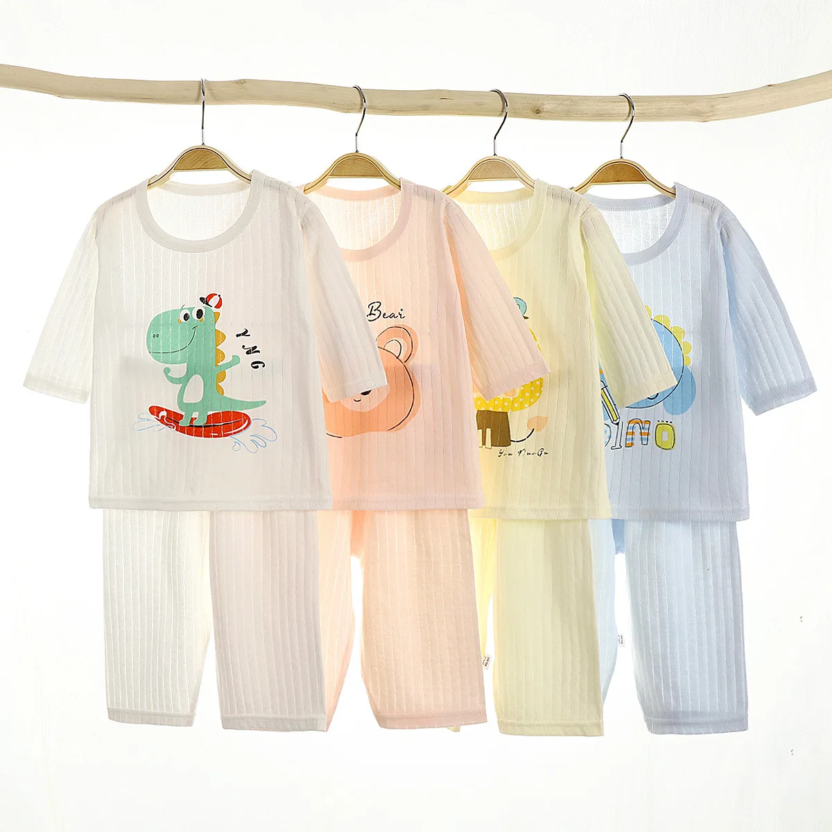 

2022 childrens Onesie summer long Sleeve Infantil Bodysuits Baby Boys And Girls keep cool ice suits cotton Cartoon Jumpsuit