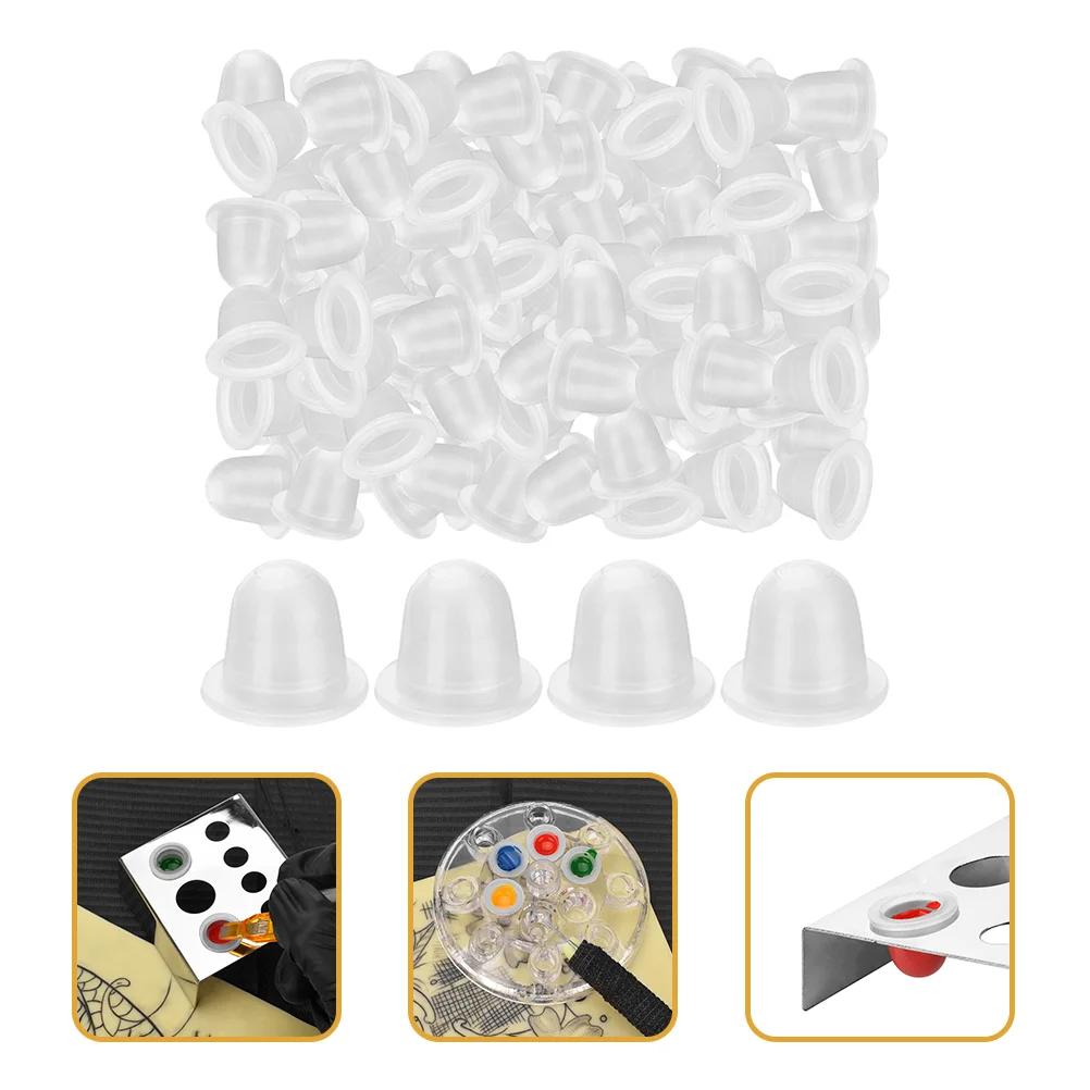 

100 Pcs Tattoo Pigment Cup Supplies Makeup Supply Tattoos Accessory Tattooing Holders Compact Ink Cups Silica Gel