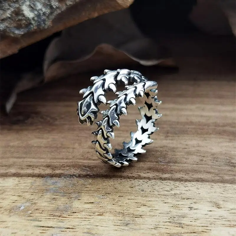 

Vintage Gothic Punk Bone Spine Rings for Men Women Trendy Hip Hop Hyperbole Centipede Ring Adjustable Jewelry Gifts Anillo