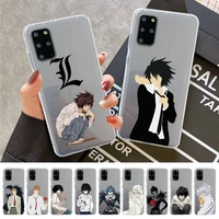 fhnblj death note phone case for samsung a51 a52 a71 a12 for redmi 7 9 9a for huawei honor8x 10i clear case