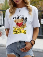 leave me alone stay away womens t shirts funny bear graphic clothing harajuku o neck short sleevest shirts females summer tops