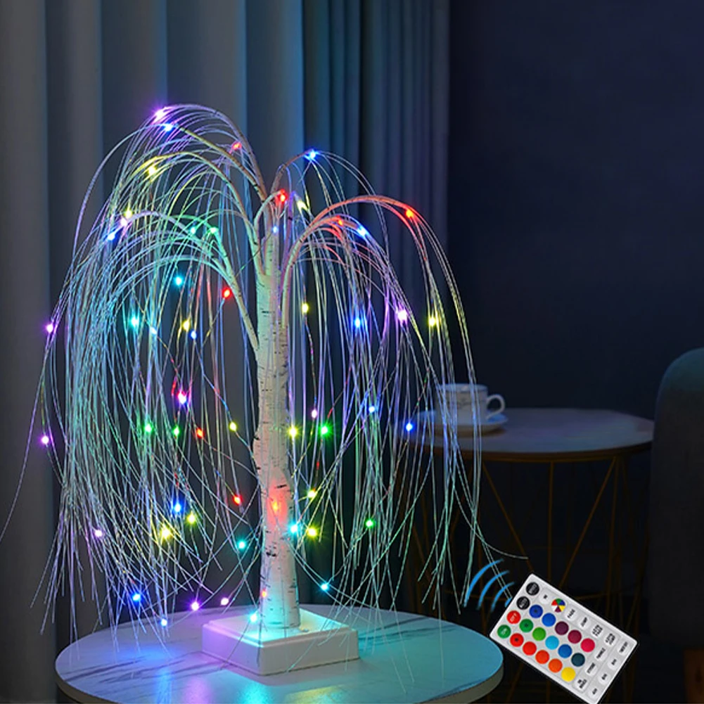 

Подарочный RGB светильник для ивы, 60 светодиодов, для дома, красочный, с дистанционным управлением, настольная лампа, для свадьбы, спальни веч...