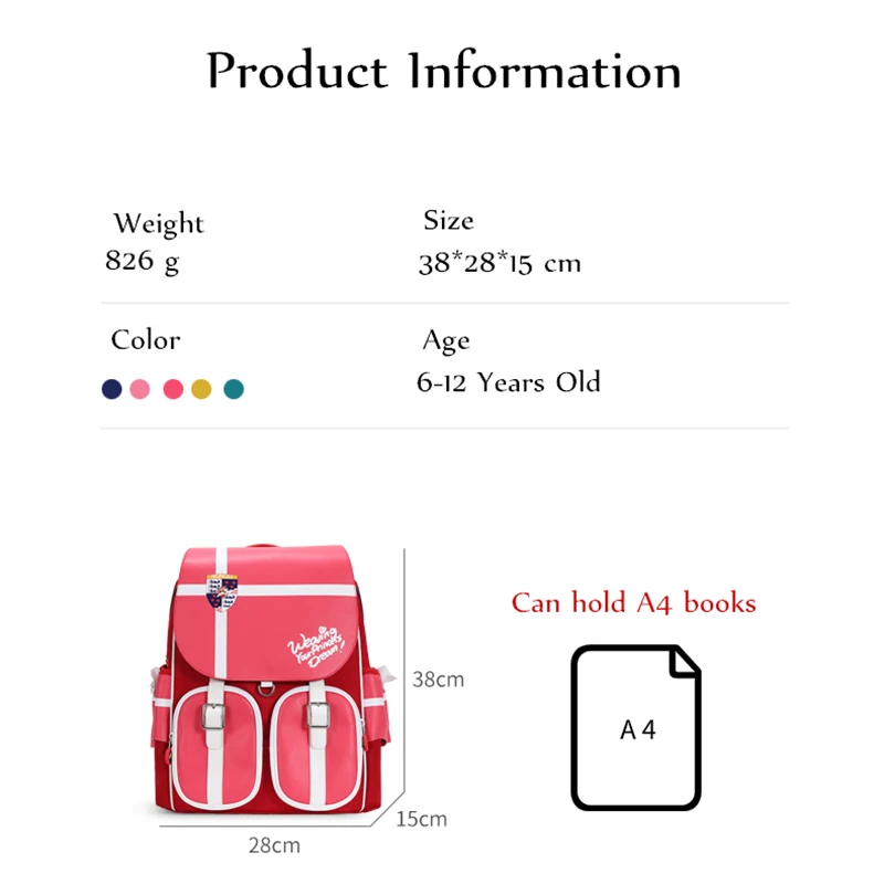 Fashion Pink Girls School Bags Kid Large Capacity Nobility British Style Children Backpacks Orthopedic Primary Student Schoolbag
