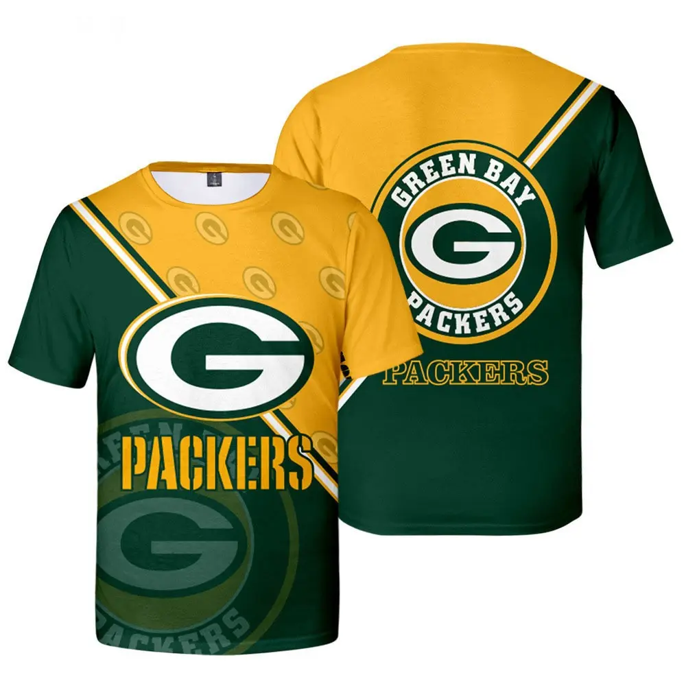 

Man Tshi'rt American Football Sports Green bay packers 3D Printed Short sleeve Men Fashion Pullover Oversize T Shirt