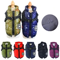 winter warm large pet dog jacket with harness dog clothes for labrador waterproof big dog coat french bulldog outfits