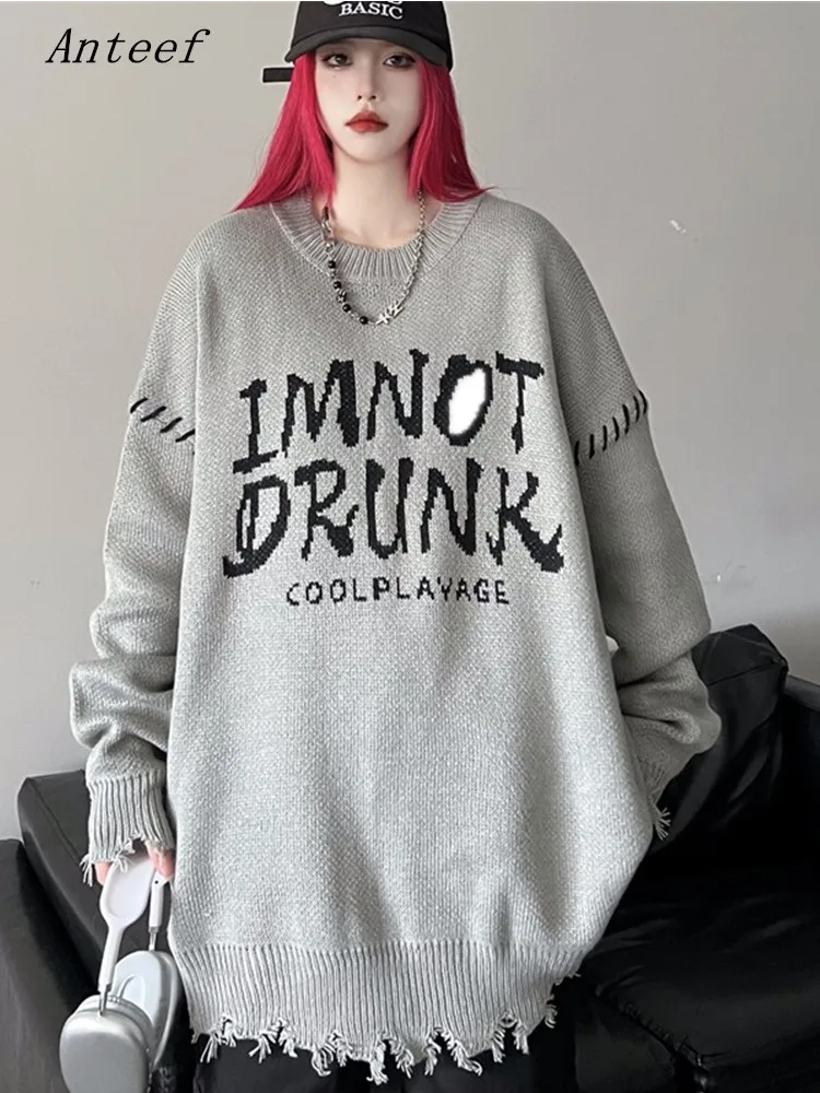 

Большой винтажный Хлопковый вязаный Топ, повседневный свободный осенне-зимний пуловер, свитер, одежда для женщин и мужчин, Свитера 2022