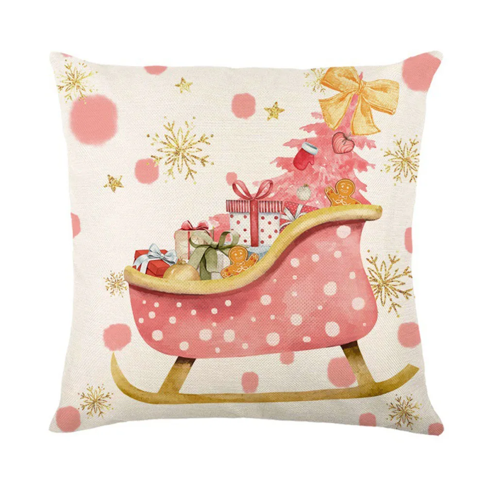 

4pcs Christmas Cushion Cover Pillowcases Christmas Decorations Simulation Applique Throw Pillow Covers Car Home Pillows Decor