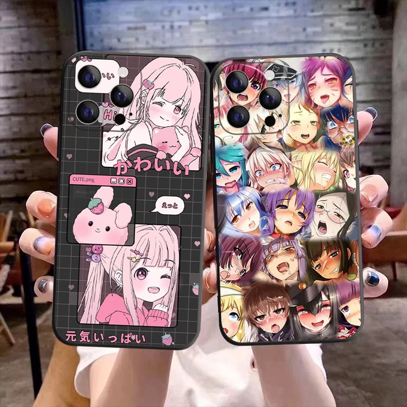 

Kawaii Japan Girls Harajuku Phone Case For iPhone 13 12 11 14 Pro Max XS Max XR X 8 14Plus Liquid Silicon Soft Bumper Back Cover