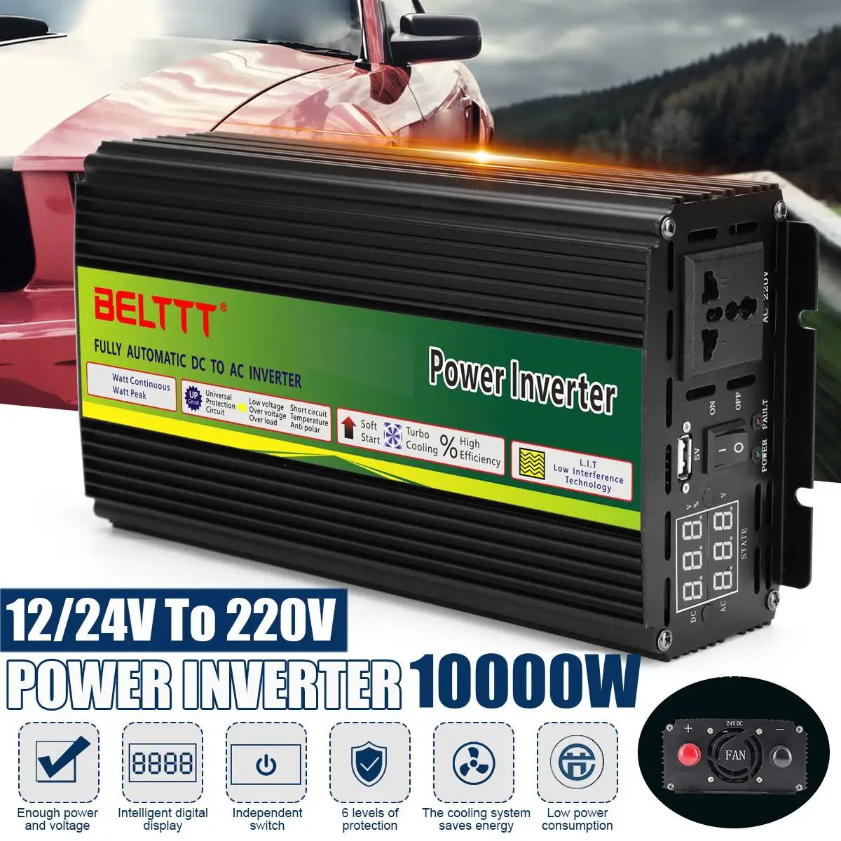 

10000 Вт модифицированный синусоидальный инвертор 12 В/24 В постоянного тока до В переменного тока для солнечной системы/солнечной панели/дома/...