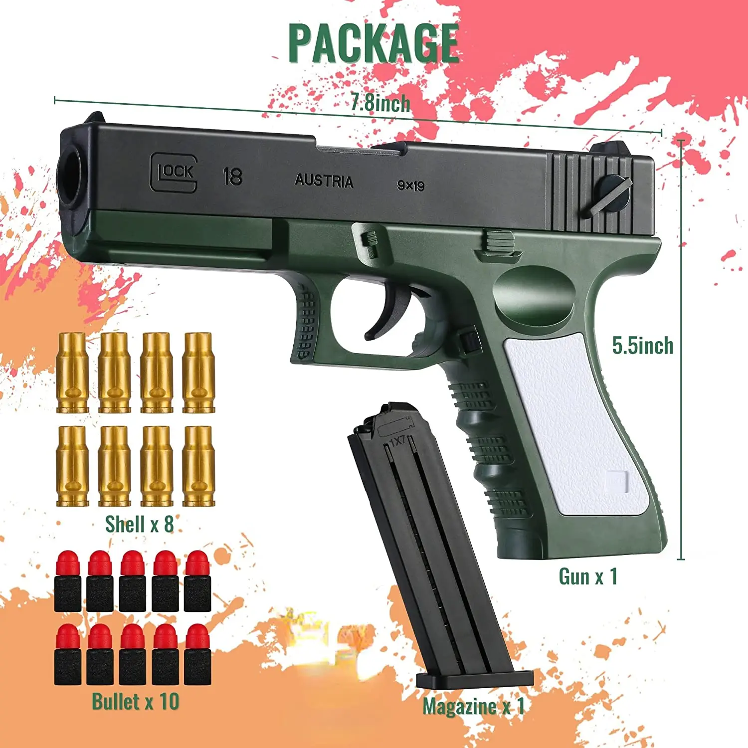 Игрушечный пистолет EVA мягкая пуля ручной Короткий снайперский Glock для детей