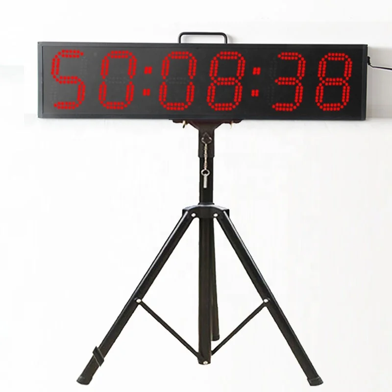 

Training Clock Countdown Double Sided Stopwatch 6 Digit Led Outdoor Race Timing Clock With Carrying Case